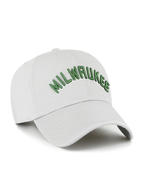 '47 Brand Clean Up Text Grey Milwaukee Bucks Adjustable Hat - Image 2