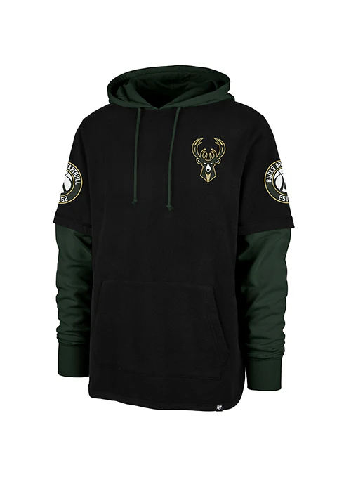 '47 Brand Shortstop Black Milwaukee Bucks Hooded Sweatshirt