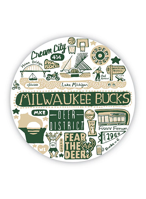 All Over Print Milwaukee Bucks Round Magnet