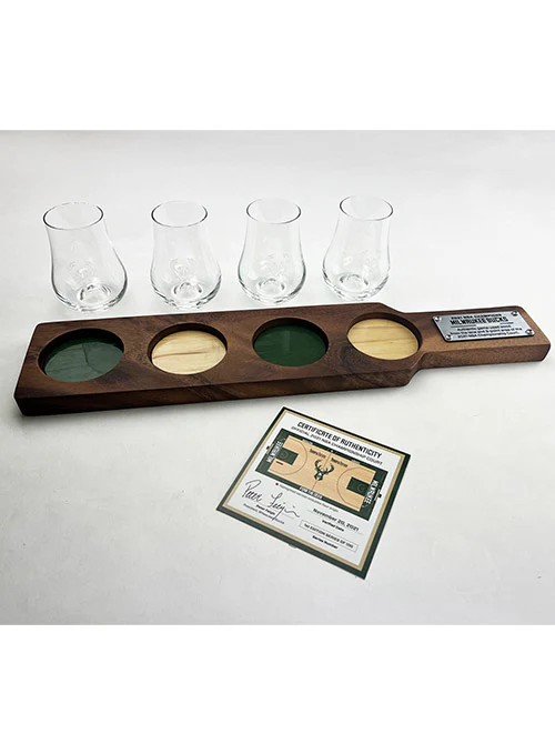 Artsman Milwaukee Bucks Court Flight Reserve With 4 Glasses