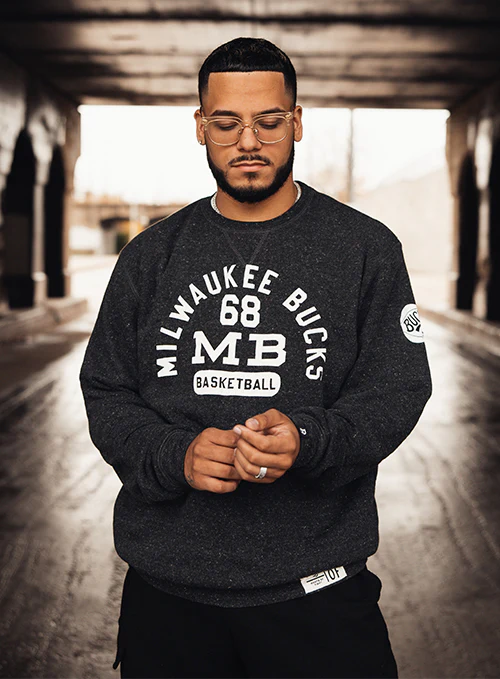 Bucks In Six x Roots Of Fight '68 Milwaukee Bucks Crewneck Sweatshirt - Image 2