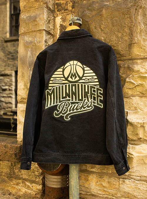 Bucks In Six x The Wild Collective Close Of Day Milwaukee Bucks Denim Jacket - Image 2