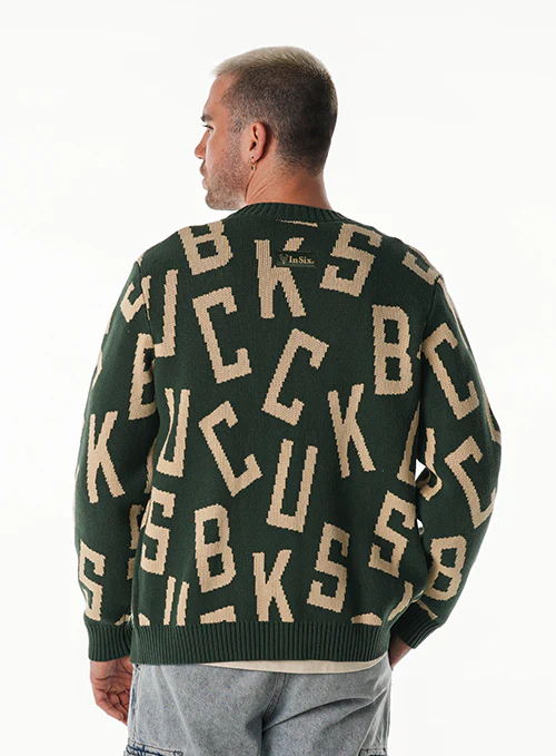 Bucks In Six x The Wild Collective Letter Scramble Milwaukee Bucks Button Cardigan - Image 3