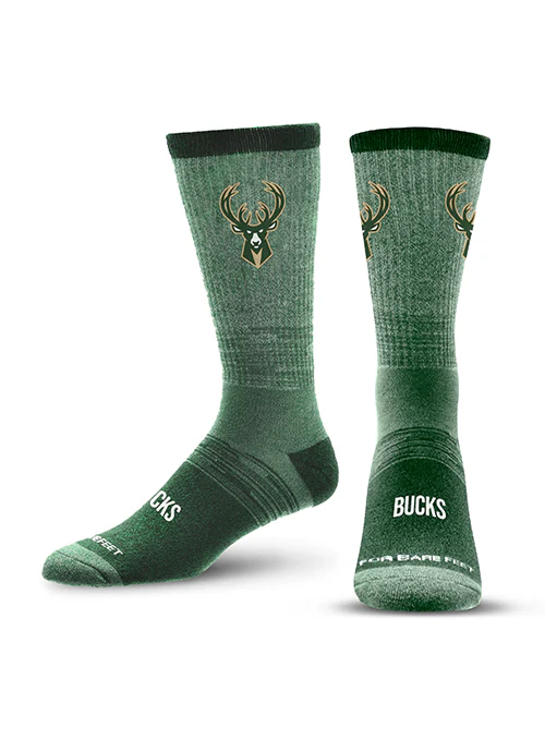 For Bare Feet Team Marble Milwaukee Bucks Crew Sock