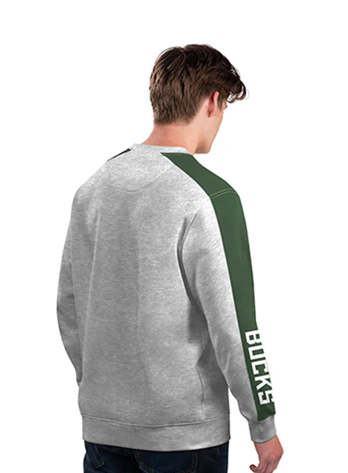 Starter Stadium State Grey Milwaukee Bucks Crewneck Sweatshirt - Image 2