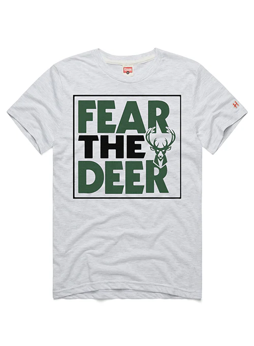 Homage Fear The Deer Grey Milwaukee Bucks T-Shirt