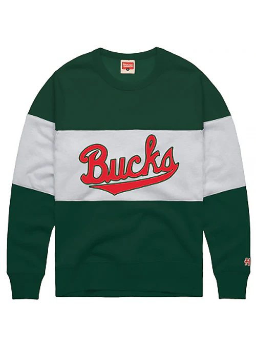 Homage HWC '68 Milwaukee Bucks Script Stripe Crewneck Sweatshirt