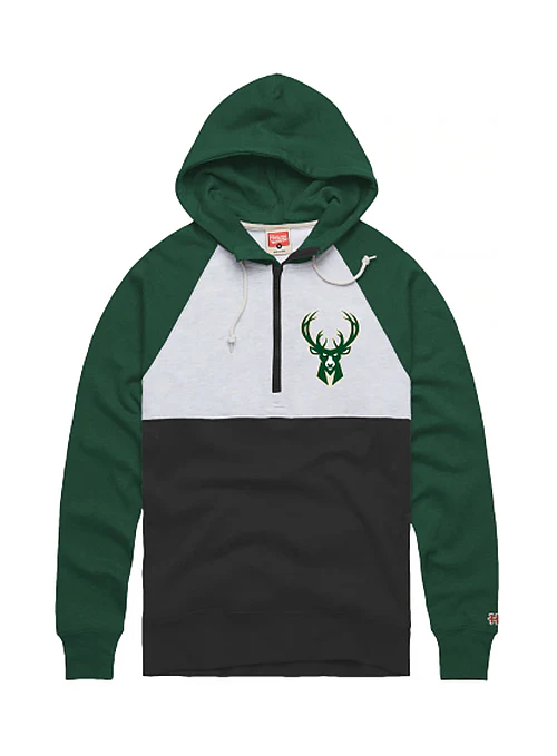 Homage Icon Milwaukee Bucks 1/2 Zip Hooded Sweatshirt
