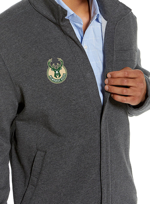 Magna-Ready Adaptive Charcoal Knit Milwaukee Bucks Fleece Long Sleeve Jacket with Magnetic Closures - Image 3