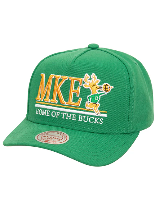 Mitchell & Ness Home Of The Milwaukee Bucks Pro Pinch Front Adjustable Hat