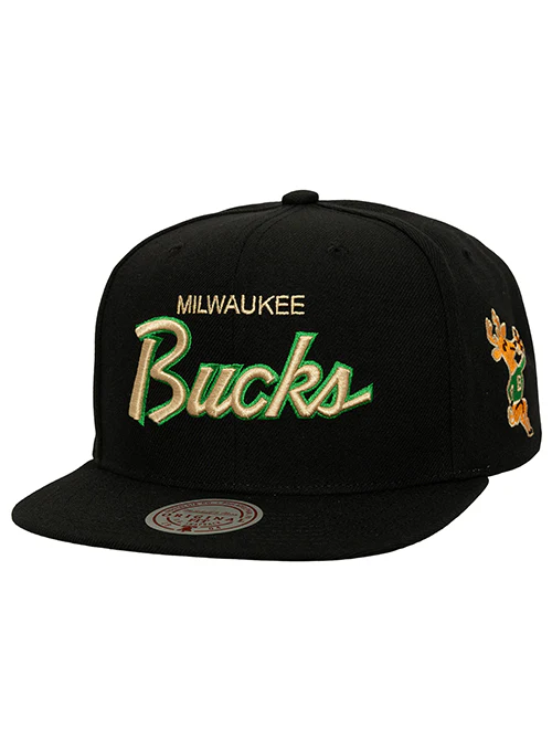 Mitchell & Ness HWC '68 Cream Script Milwaukee Bucks Snapback Hat