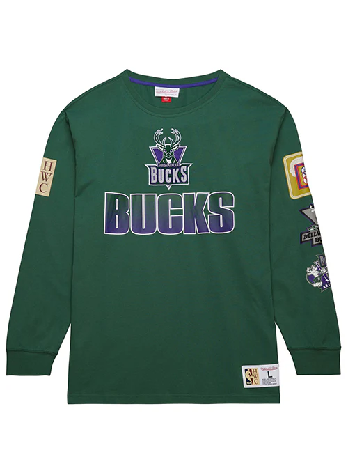 Mitchell & Ness HWC '93 All Over Vintage Milwaukee Bucks Long Sleeve T-Shirt