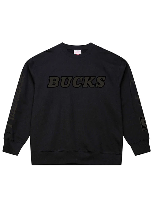 Mitchell & Ness HWC '68 Phantom Black Milwaukee Bucks Crewneck Sweatshirt