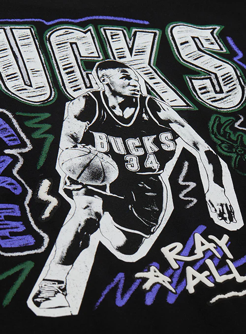 Mitchell & Ness Ray Allen Chalk It Up Milwaukee Bucks T-Shirt - Image 3