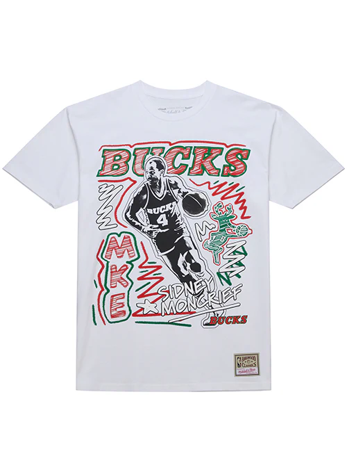 Mitchell & Ness Sidney Moncrief Chalk It Up Milwaukee Bucks T-Shirt