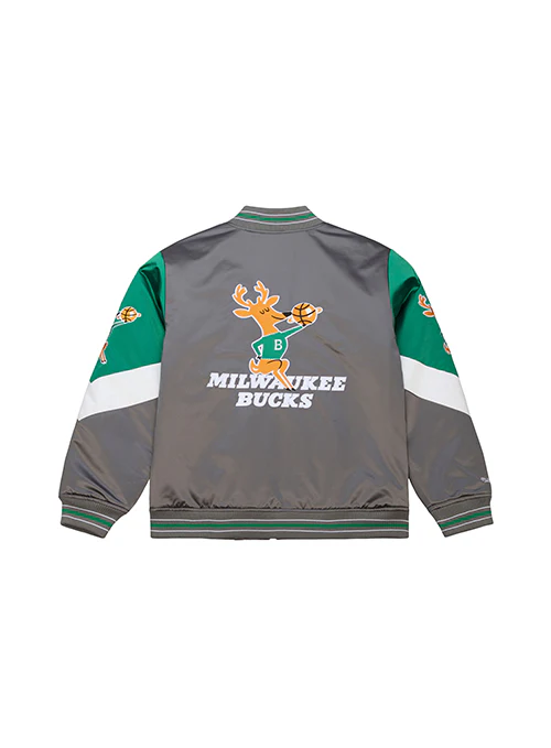 Mitchell & Ness HWC '68 Throw Back Milwaukee Bucks Satin Jacket - Image 2