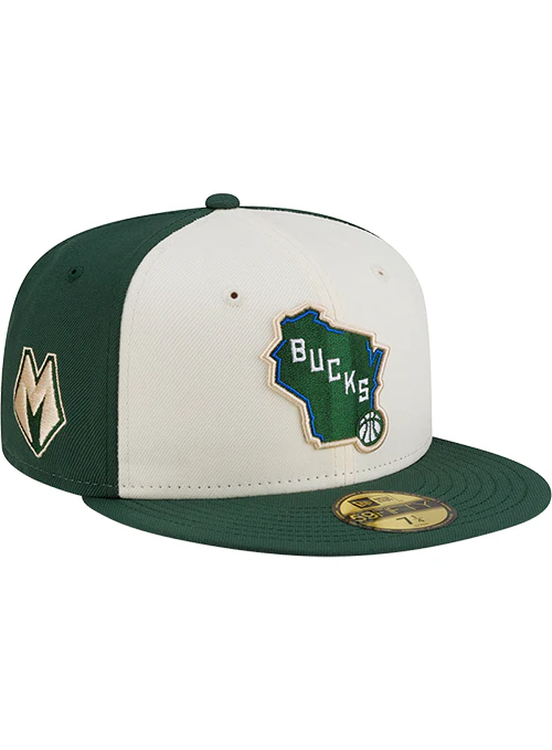 New Era 59Fifty Wisconsin All Over Print Brim Milwaukee Bucks Fitted Hat - Image 2