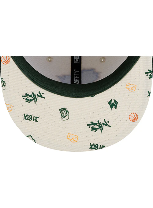 New Era 59Fifty Wisconsin All Over Print Brim Milwaukee Bucks Fitted Hat - Image 5