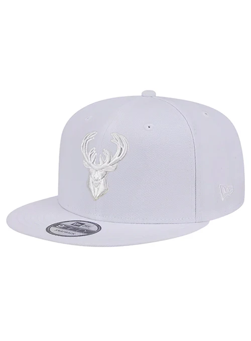 New Era 9Fifty Icon Tonal White Milwaukee Bucks Snapback Hat