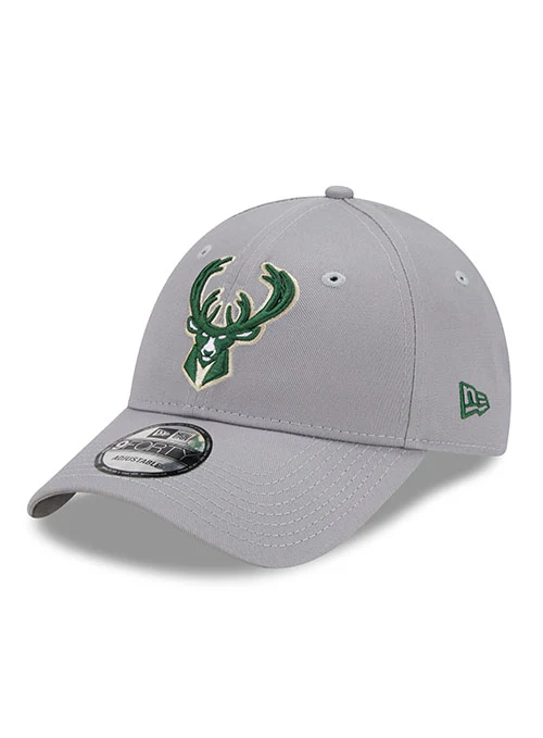 New Era 9Forty Icon Gray Milwaukee Bucks Adjustable Hat