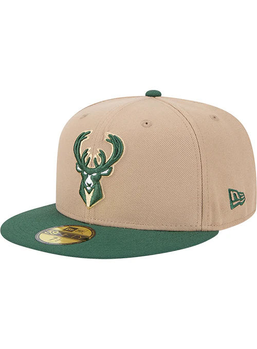 New Era 59Fifty 2-Tone Camel Milwaukee Bucks Fitted Hat