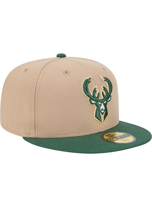 New Era 59Fifty 2-Tone Camel Milwaukee Bucks Fitted Hat - Image 2