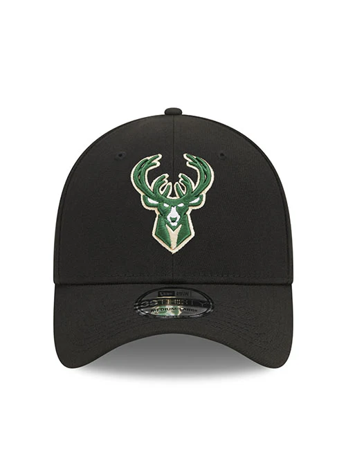 New Era Icon 39thirty Black Milwaukee Bucks Flex Fit Hat - Image 3