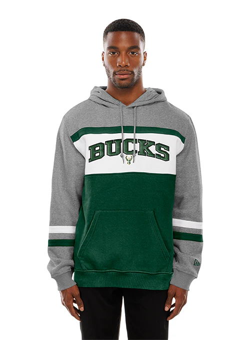 New Era Leisure Throw Milwaukee Bucks Hooded Sweatshirt