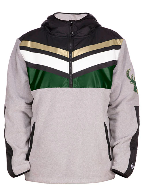 New Era Lift Pass Milwaukee Bucks 1/2 Zip Hooded Sweatshirt