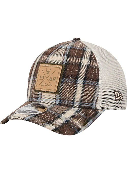 New Era 9Forty M-Crown Plaid Mesh Milwaukee Bucks Snapback Hat