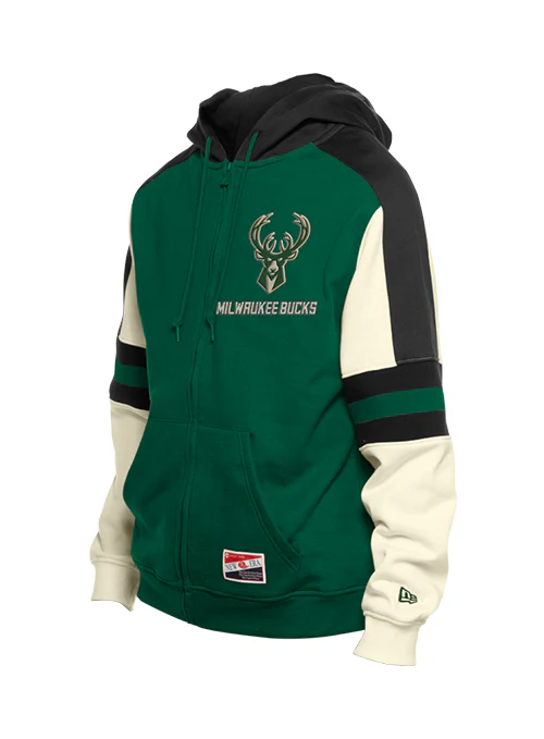 New Era Throwback Milwaukee Bucks Full Zip Hooded Sweatshirt