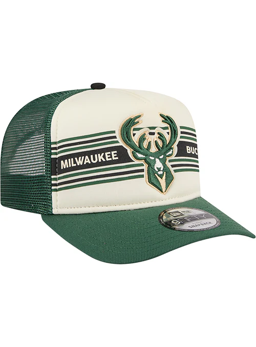 New Era 9FIfity A-Frame Banner Milwaukee Bucks Trucker Snapback Hat - Image 2
