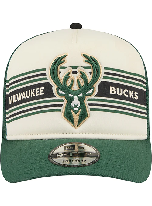 New Era 9FIfity A-Frame Banner Milwaukee Bucks Trucker Snapback Hat - Image 3