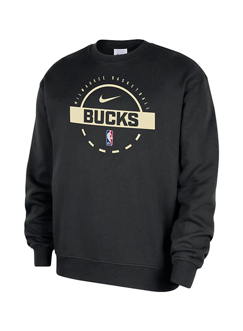Nike 2025-26 Club Black Milwaukee Bucks Practice Crewneck Sweatshirt