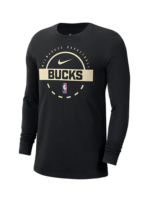 Nike 2025-26 Practice Black Milwaukee Bucks Long Sleeve T-Shirt