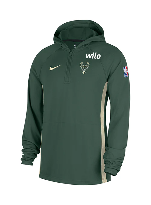 Nike 2025-26 Game Theatre Milwaukee Bucks 1/4 Zip Hooded Sweatshirt