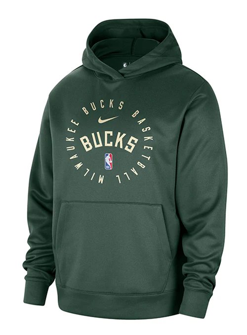 Nike On-Court Spotlight 2024-25 Fir Milwaukee Bucks Hooded Sweatshirt