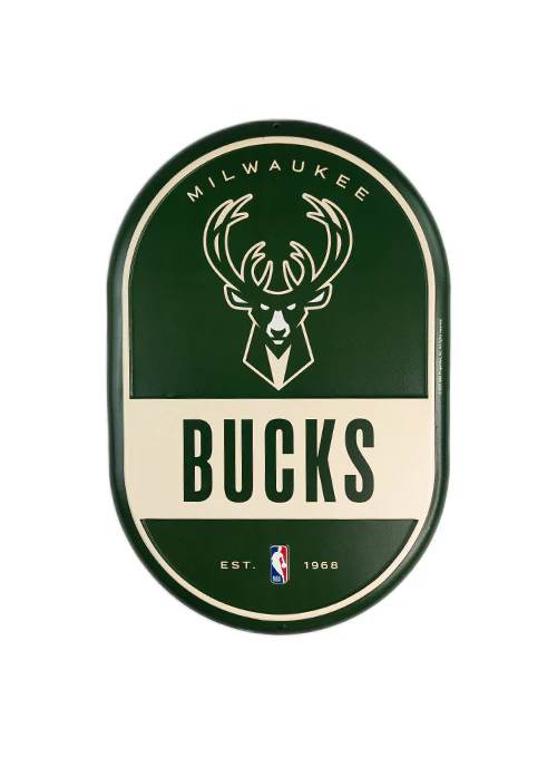 Open Road Brands Embossed Milwaukee Bucks Metal Sign