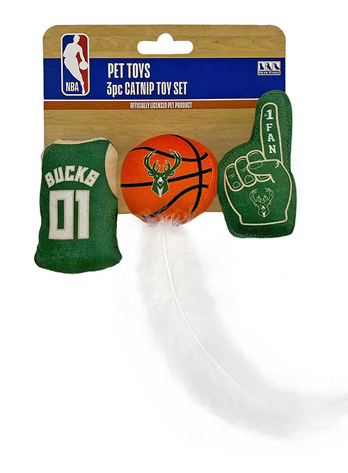 Pets First Cat Nip 3Pc Milwaukee Bucks Pet Toy