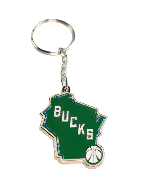 Pro Specialties Group State Logo Milwaukee Bucks Keychain