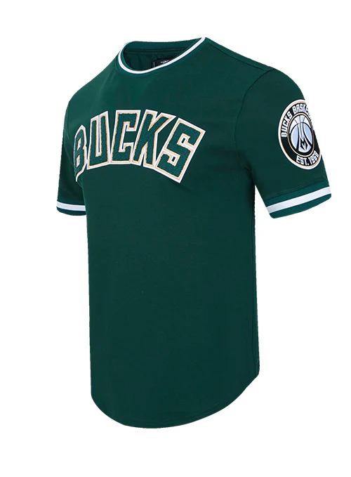 Pro Standard Classic Chenille Milwaukee Bucks Drop Hem T-Shirt - Image 3