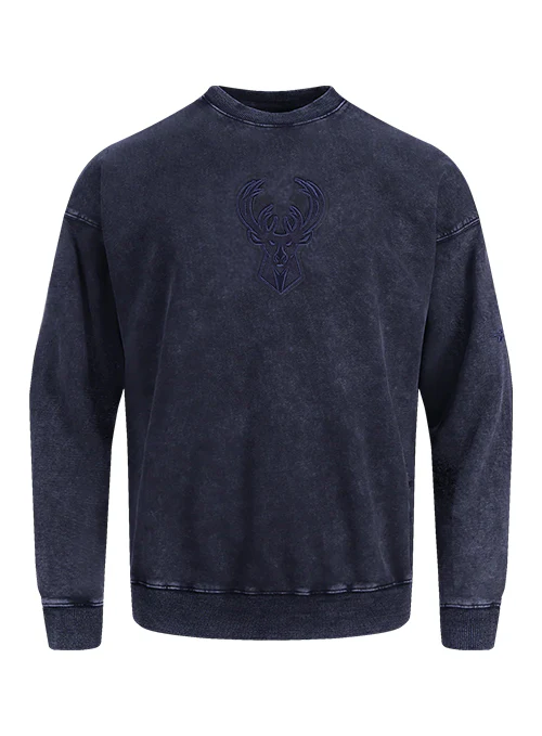 Pro Standard Classic Navy Washed Milwaukee Bucks Crewneck Sweatshirt