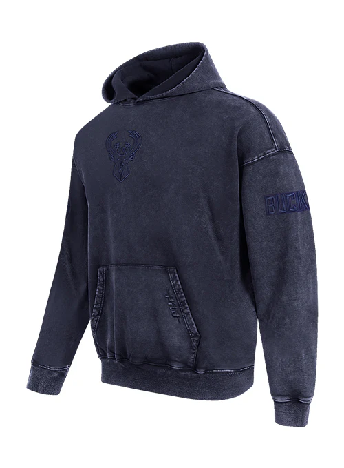 Pro Standard Classic Navy Washed Milwaukee Bucks Hooded Sweatshirt - Image 3