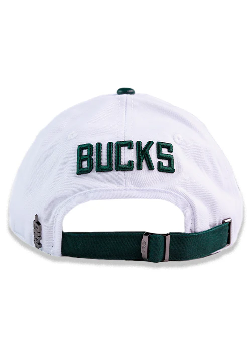 Pro Standard Classic White and Forest Milwaukee Bucks Adjustable Dad Hat - Image 2