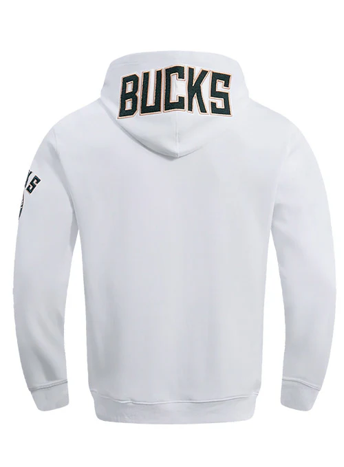 Pro Standard Logos White Milwaukee Bucks Hooded Sweatshirt - Image 2