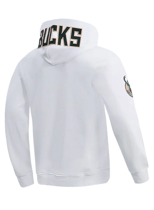 Pro Standard Logos White Milwaukee Bucks Hooded Sweatshirt - Image 4