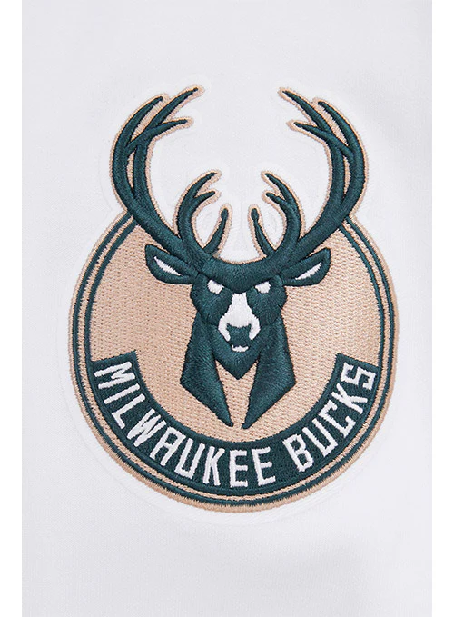 Pro Standard Logos White Milwaukee Bucks Hooded Sweatshirt - Image 6