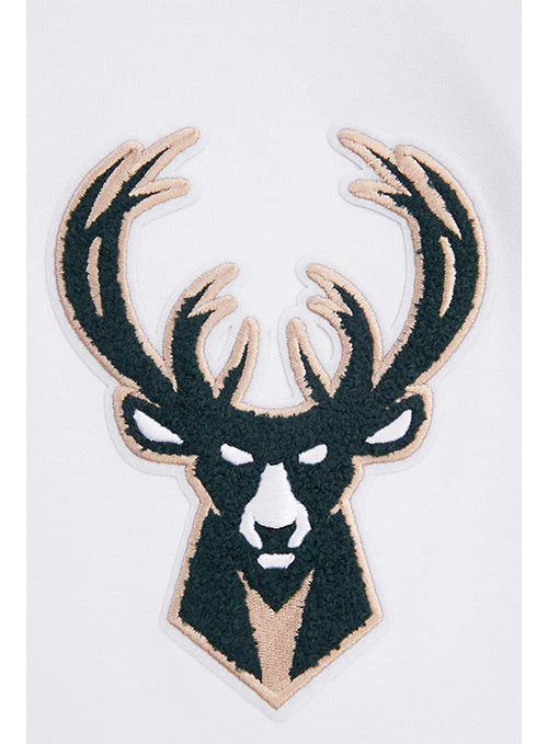Pro Standard Logos White Milwaukee Bucks Hooded Sweatshirt - Image 7