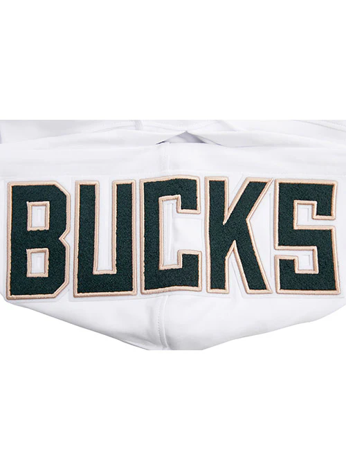 Pro Standard Logos White Milwaukee Bucks Hooded Sweatshirt - Image 8