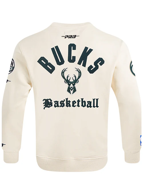 Pro Standard Modern Original Milwaukee Bucks Cream Crewneck Sweatshirt - Image 2